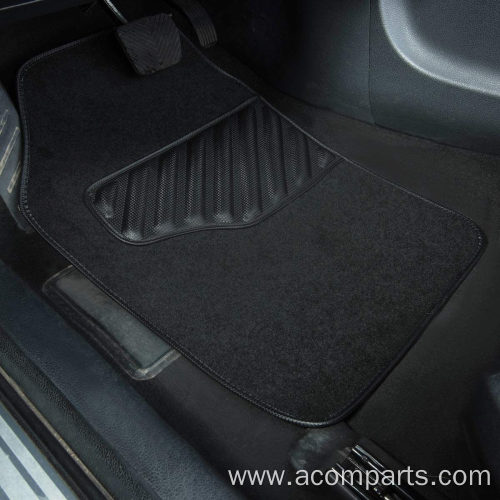 Black Carpet Floor Mat with Driver Heel Pad